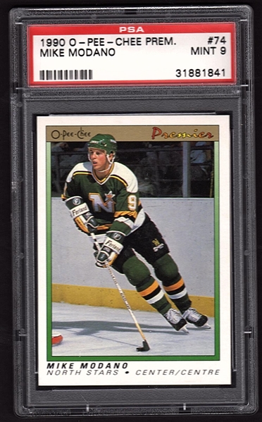 1990-91 OPC Premier #74 Mike Modano Rookie Card - Mint PSA 9