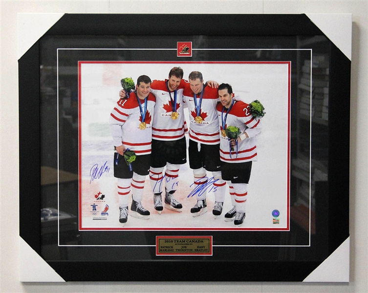 San Jose Sharks Marleau, Thornton, Heatley & Boyle Signed Team Canada Gold 26X32 Frame