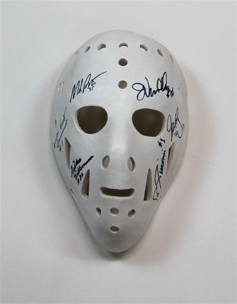 New York Rangers 6 - Goalies Signed Full Size Replica Mask *Autograph Slightly Faded*