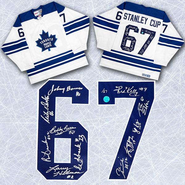 1967 Stanley Cup Maple Leafs Jersey Signed by (8) with Bob Baun