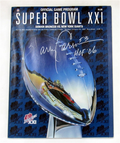 Harry Carson Signed Super Bowl XXI Game Program Broncos vs Giants 1987