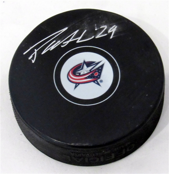 Patrik Laine Columbus Blue Jackets Autographed Hockey Puck (Flawed)
