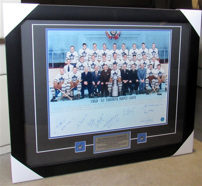 1950-51 Toronto Maple Leafs Multi-Signed Stanley Cup 25x31 Framed Display - 10 Autographs
