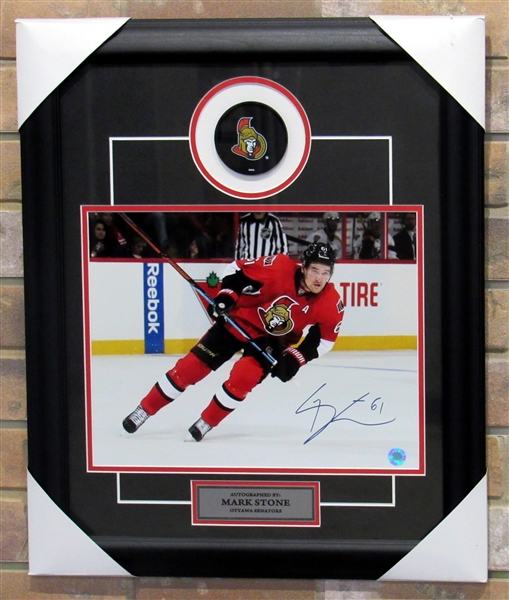 Mark Stone Ottawa Senators Autographed Hockey 20x24 Puck Frame