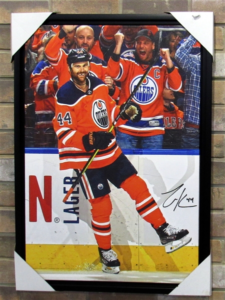 Zack Kassian Edmonton Oilers Autographed 23x31 Canvas Box Frame