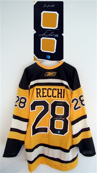 Mark Recchi Signed Boston Bruins 2010 Winter Classic Reebok Jersey with Game Date Note
