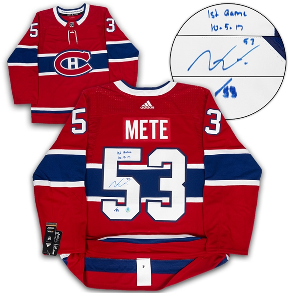 Victor Mete Montreal Canadiens Signed & Dated 1st Game Adidas Jersey /53
