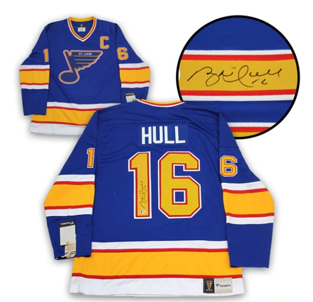Brett Hull St Louis Blues Autographed Blue Vintage Fanatics Jersey
