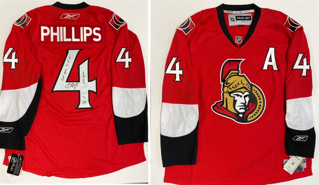 Chris Phillips Ottawa Senators Signed & Dated Last Game Reebok Jersey #/44