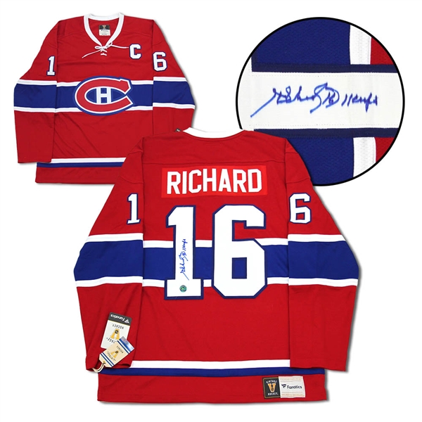 Henri Richard Montreal Canadiens Signed 11 Cups Vintage Fanatics Jersey