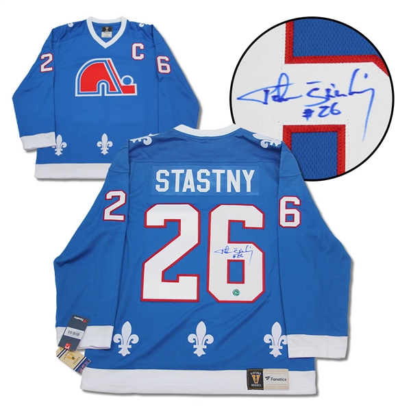 Peter Stastny Quebec Nordiques Signed Retro Fanatics Jersey