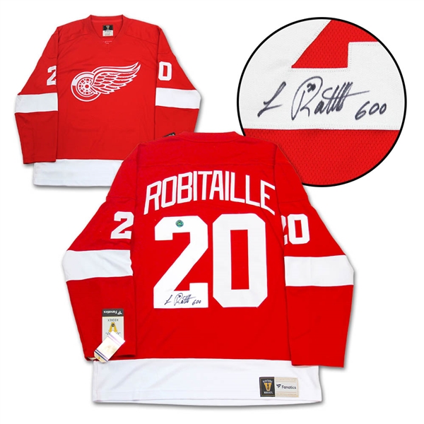 Luc Robitaille Detroit Red Wings Signed 600 Goal Vintage Fanatics Jersey