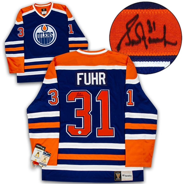 Grant Fuhr Edmonton Oilers Signed Retro Fanatics Jersey