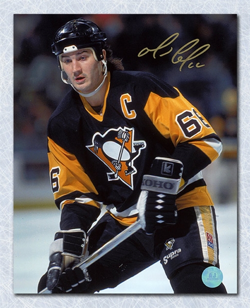 Mario Lemieux Pittsburgh Penguins Autographed On Ice Close-Up 8x10 Photo