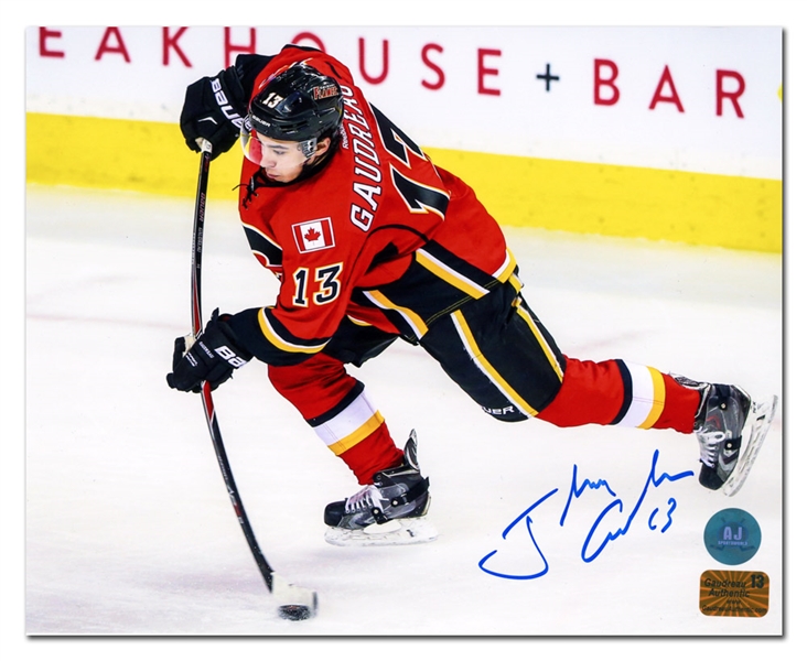 Johnny Gaudreau Calgary Flames Autographed Hockey Sniper 8x10 Photo
