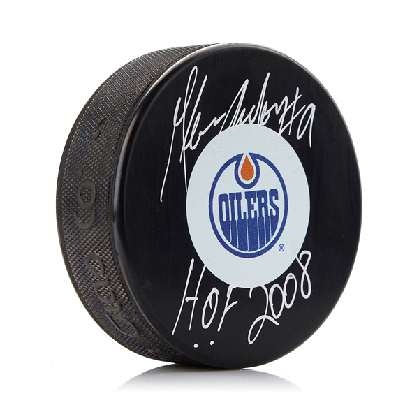Glenn Anderson Edmonton Oilers Signed Hockey Puck with HOF Note