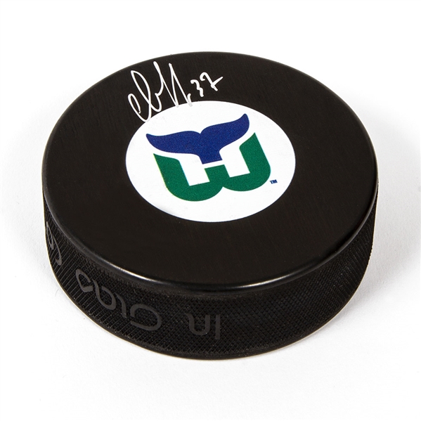 Andrei Svechnikov Hartford Whalers Autographed Retro Logo Hockey Puck