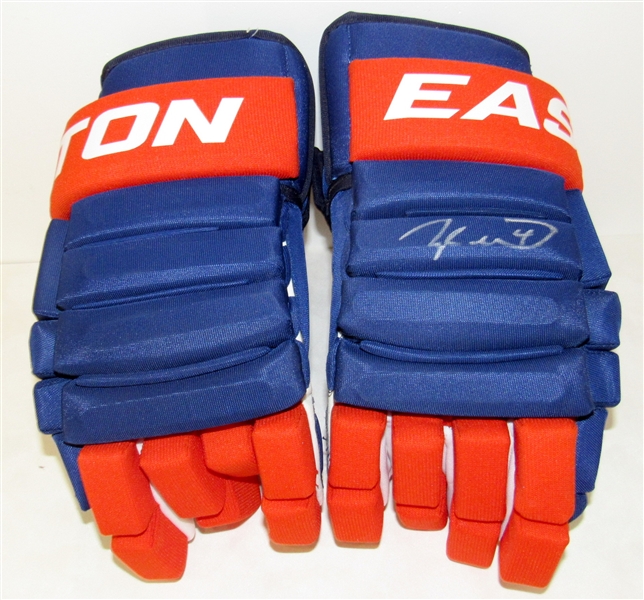Taylor Hall Signed Edmonton Oilers Game Model Easton Hockey Gloves