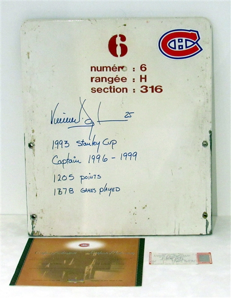 Vincent Damphousse Montreal Canadiens Signed Original Forum Seat Back w/Multiple Inscriptions