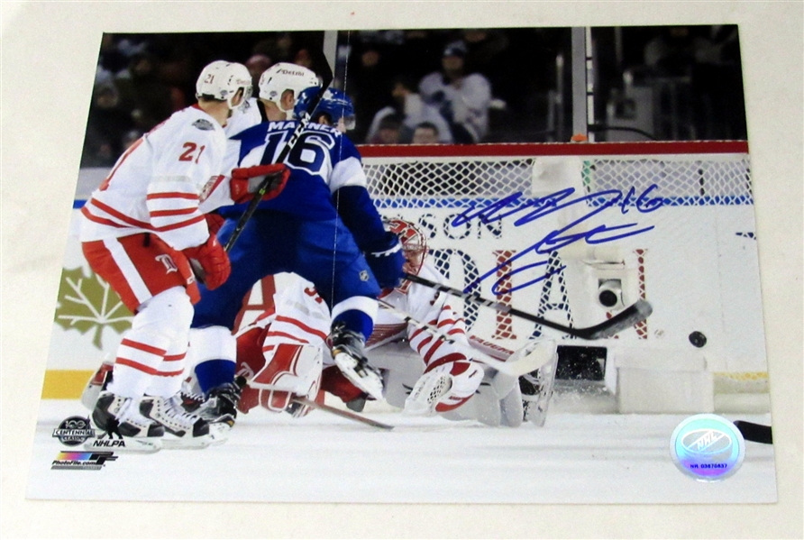 Mitch Marner Signed Maple Leafs Goal vs Red Wings 8x10 Photo (Flawed)
