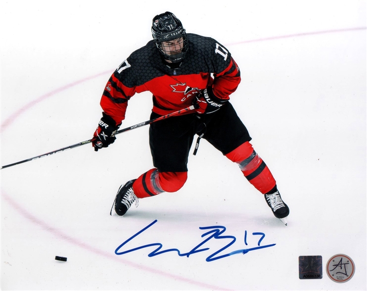 Connor Bedard Team Canada Signed Under 18 Champion 8x10 Photo (Flawed)