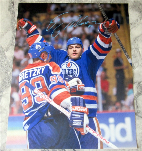 Esa Tikkanen Edmonton Oilers Signed 11x14 Photo with Gretzky Pictured