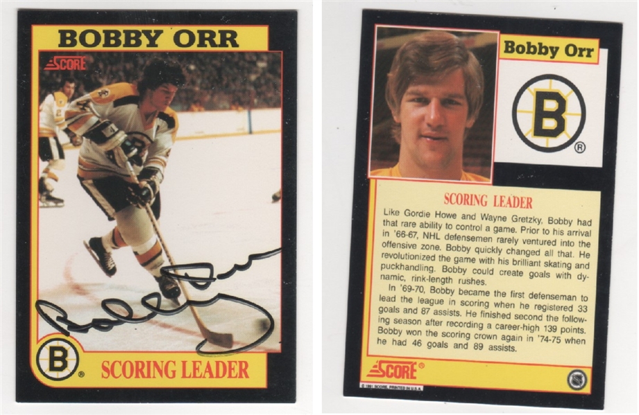 Bobby Orr Signed 1991-1992 Boston Bruins Score Insert  SCORING LEADER Card