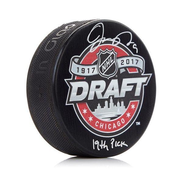 Josh Norris Signed 2017 NHL Entry Draft Puck With 19th Pick Note