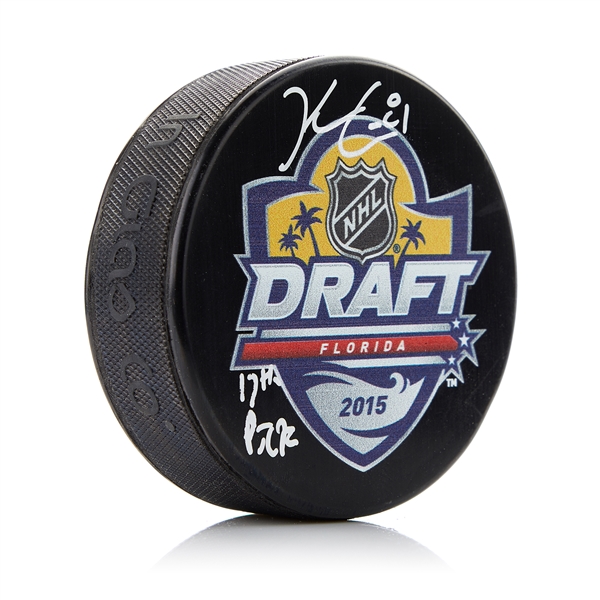 Kyle Connor Signed 2015 NHL Entry Draft Puck with 17th Pick Note