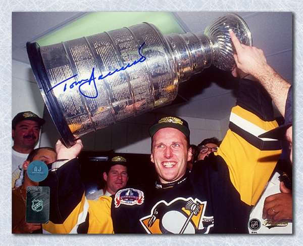 Tom Barrasso Pittsburgh Penguins Autographed Stanley Cup 8x10 Photo
