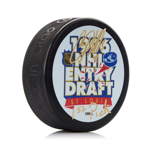 Chris Phillips Signed 1996 NHL Entry Draft Puck with 1st Pick Note