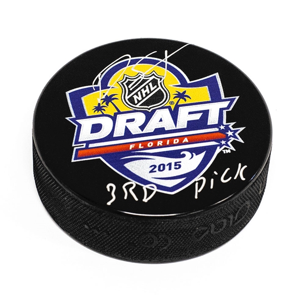 Dylan Strome Signed 2015 NHL Entry Draft Puck with 3rd Pick Note