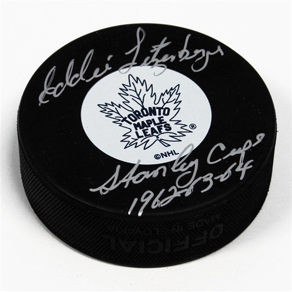 Ed Litzenberger Toronto Maple Leafs Signed Stanley Cup Note Puck