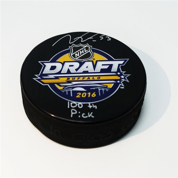 Victor Mete Signed 2016 NHL Entry Draft Puck with 100th Pick Note