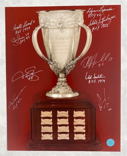 Calder Memorial Trophy Signed 11x14 Photo by 9 Living + Deceased Winners