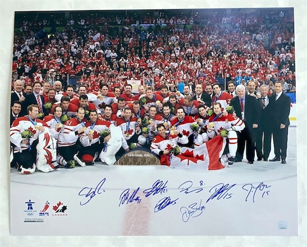 2010 Team Canada 8 Player Signed Olympic Gold Medal Celebration 16x20 Photo