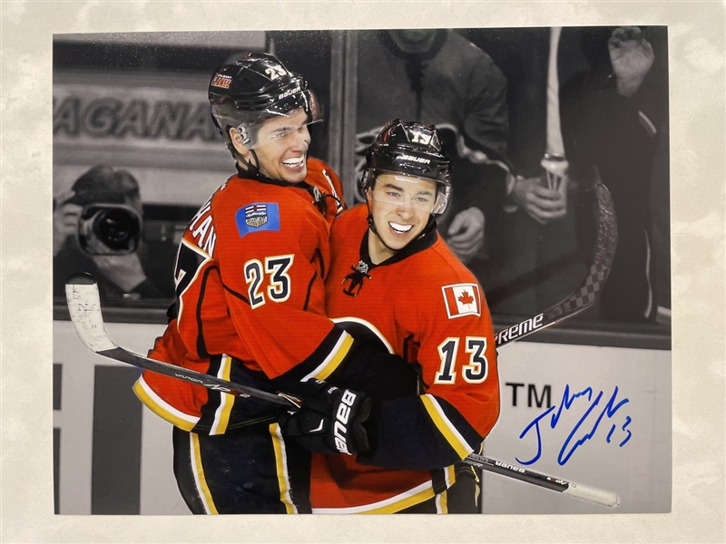 Johnny Gaudreau Calgary Flames Signed Celebration 11x14 Photo