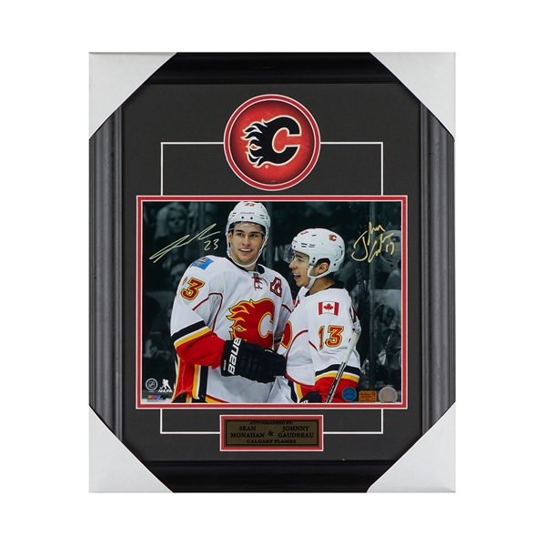 Sean Monahan & Johnny Gaudreau Dual Signed Calgary Flames 20x24 Frame w/Decal