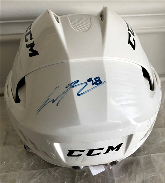 Connor Bedard Regina Pats Autographed CCM Replica White Helmet (Flawed)