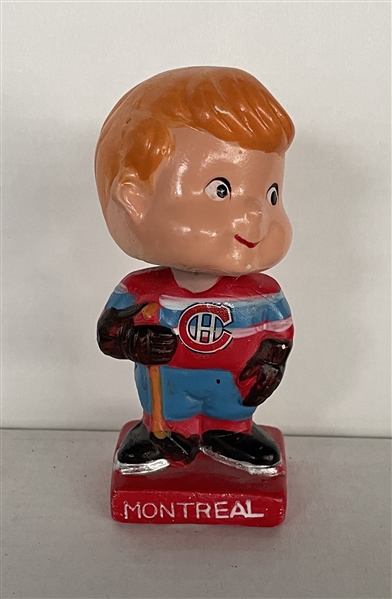 Montreal Canadiens 1960s Era Vintage Square Base Nodder Bobble Head Doll