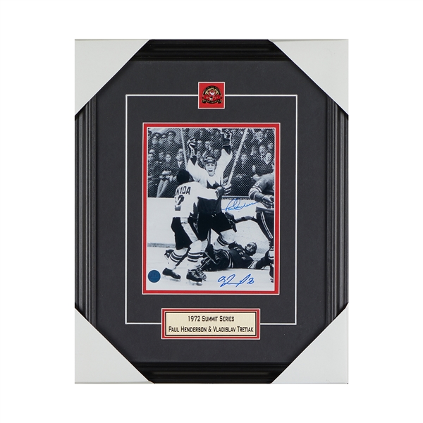 Paul Henderson & Vladislav Tretiak Dual Signed 1972 Summit Series Goal 16x20 Framed Display