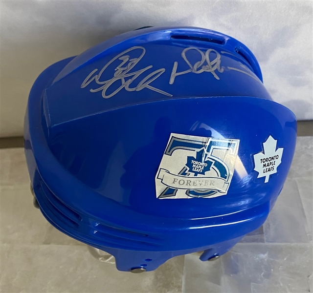 Doug Gilmour & Darryl Sittler Dual Signed Toronto Maple Leafs Mini Hockey Helmet (Flawed)