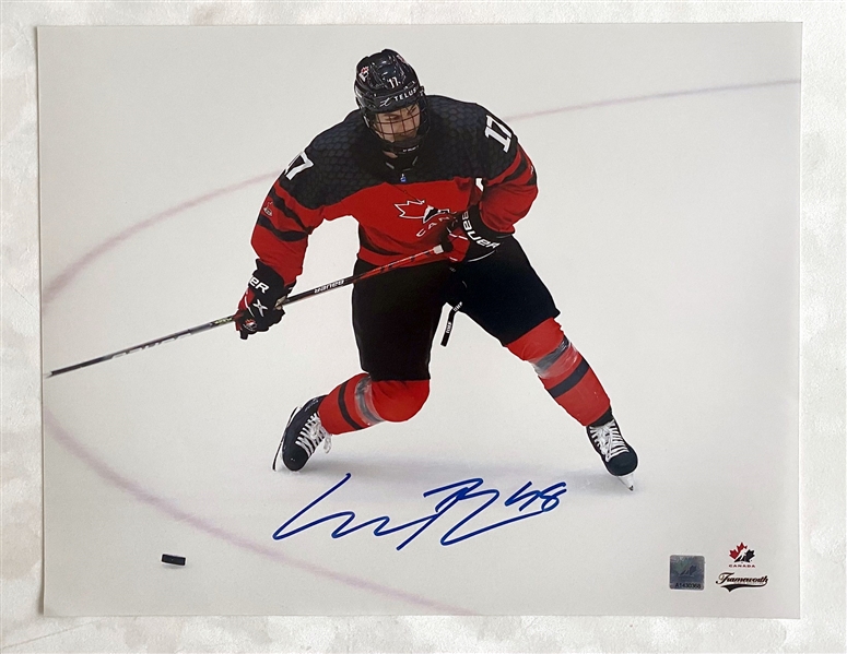 Connor Bedard Team Canada Signed Under 18 Champion 11x14 Photo (Flawed)