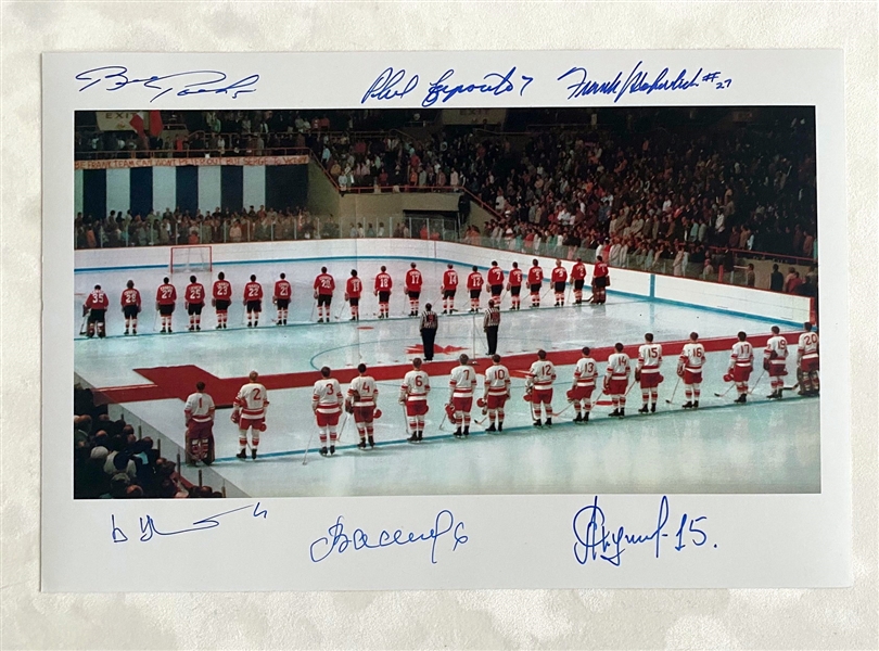 1972 Canada vs Russia Summit Series 8x12 Signed by 3 Players from Each Team