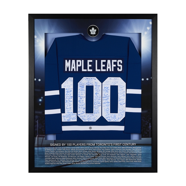 Toronto Maple Leafs Centennial 100 Player Signed 36x44 Graphic Framed Jersey Display