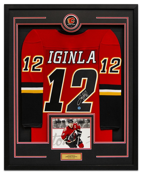 Jarome Iginla Signed Calgary Flames 36x44 Jersey Frame