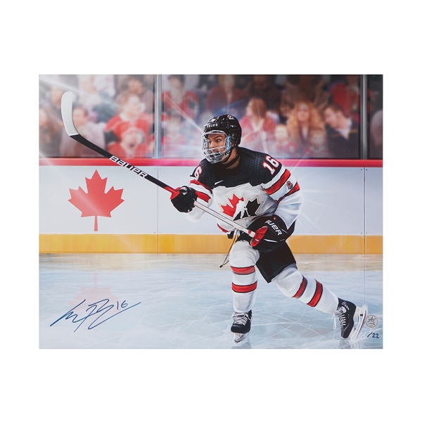 Connor Bedard Signed Team Canada 2022 World Junior 16x20 Art Canvas #/22