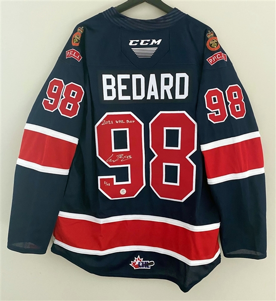 Connor Bedard Signed Regina Pats CCM Jersey with 2021 WHL ROY Note #8/98
