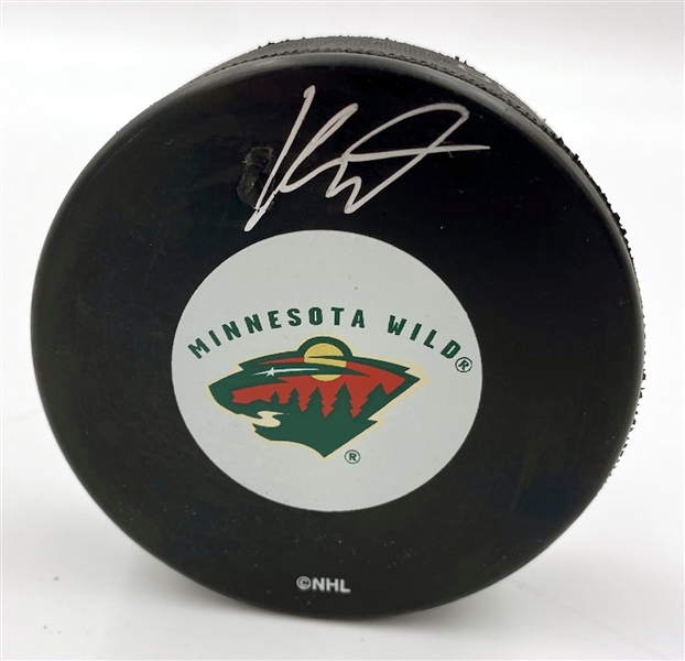 Kirill Kaprizov Minnesota Wild Autographed Hockey Puck (Flawed) 