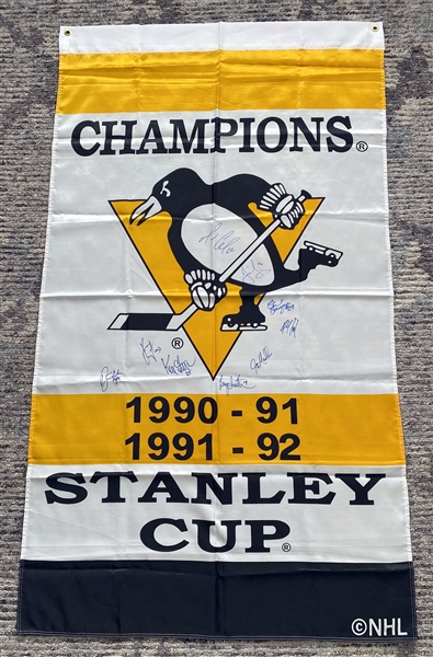 Pittsburgh Penguins Autographed Stanley Cup 9 Player Team Signed 36x60 Banner